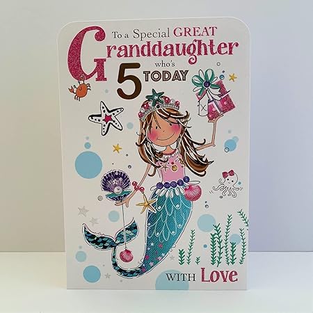 Juvenile Birthday Card Age 5 Granddaughter - 9 X 6 Inches