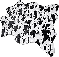 Vista 8 de Sgizoku Alfombra con estampado de vaca, 3.6 x 2.5 pies, alfombra de piel de vaca sintética, bonita alfombra de área divertida, decoración