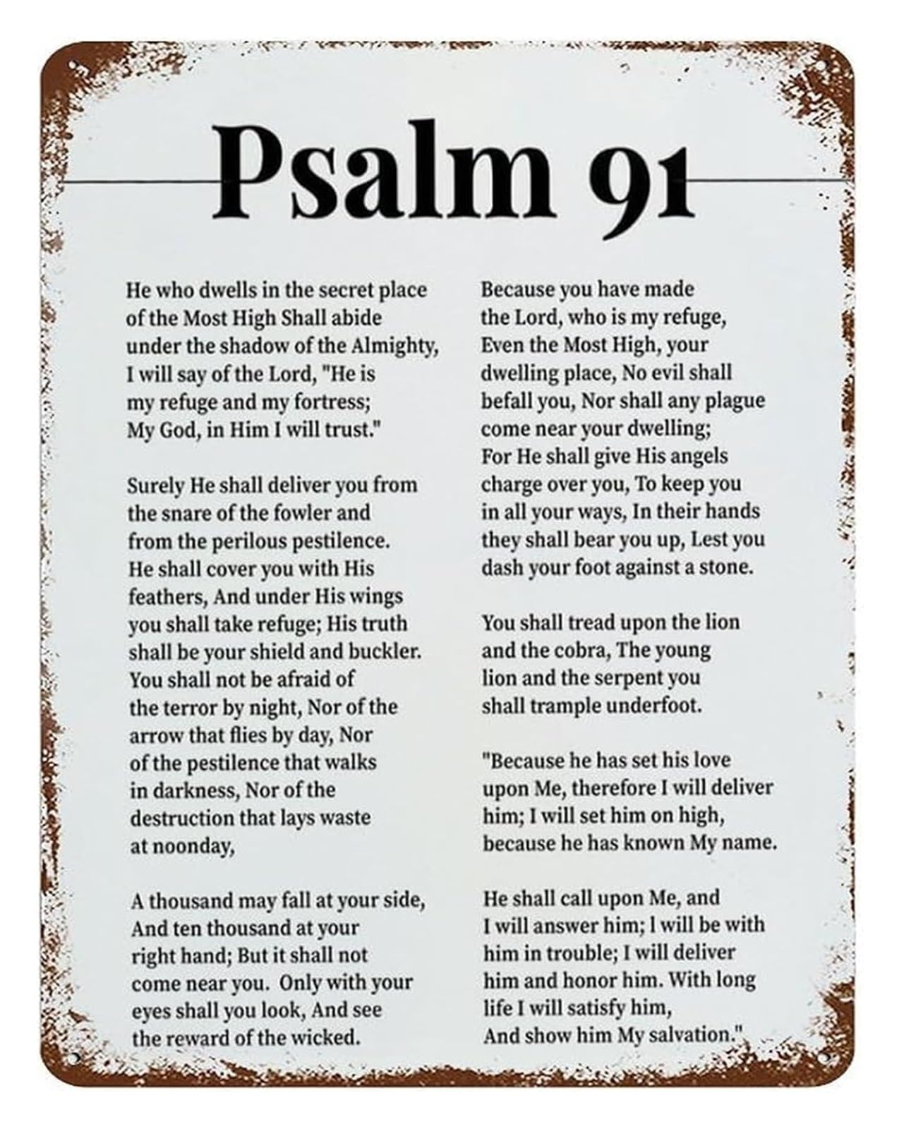 NWPNLXEA Psalms Promise Scripture Metal Tin Sign 8 X 12 in Calming Bible Verse Art for Sunroom Dining Room