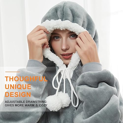 Miniatura 3 de Cozystar Manta con capucha con pompón y bolsa grande de gran tamaño, acogedora sudadera con capucha de sherpa, regalo para mujeres y hombres