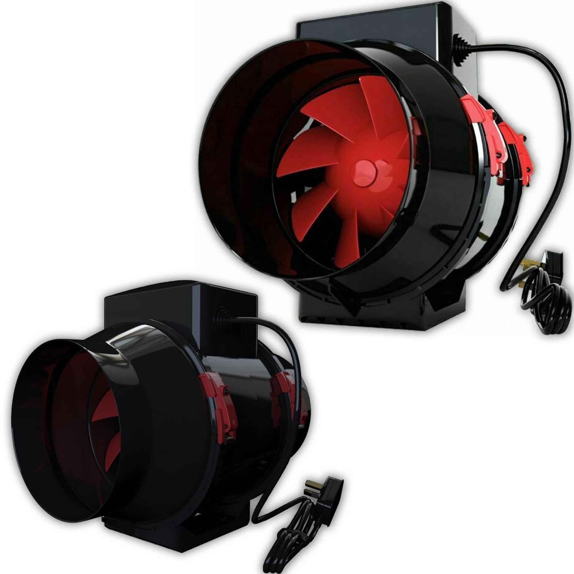 Powerstar Electricals Ltd Black & Red Powerful Inline Extractor Duct Fan Ventilation Hydroponics Grow Room Mixed Flow (8" Inches 200Mm)