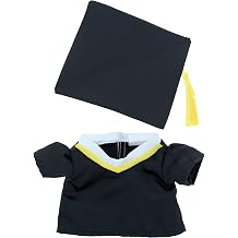 DolliBu Graduation Dress Up Set for Teddy Bear Plush Toy - Graduation Outfit for Stuffed Animals, Cute Set of Gown & Cap with Yellow Tassel for Teddy Bear Costume, Stuffed Animal Clothes - Large