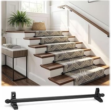 1-16 Pack Anti-Slip Stairwell Rug Runner for Carpet Stairs Rods, Apartment Staircase Rug Fixing Bar, Stair Fixing Bracket for Exhibition Center/Museum12pcs,71cm210in