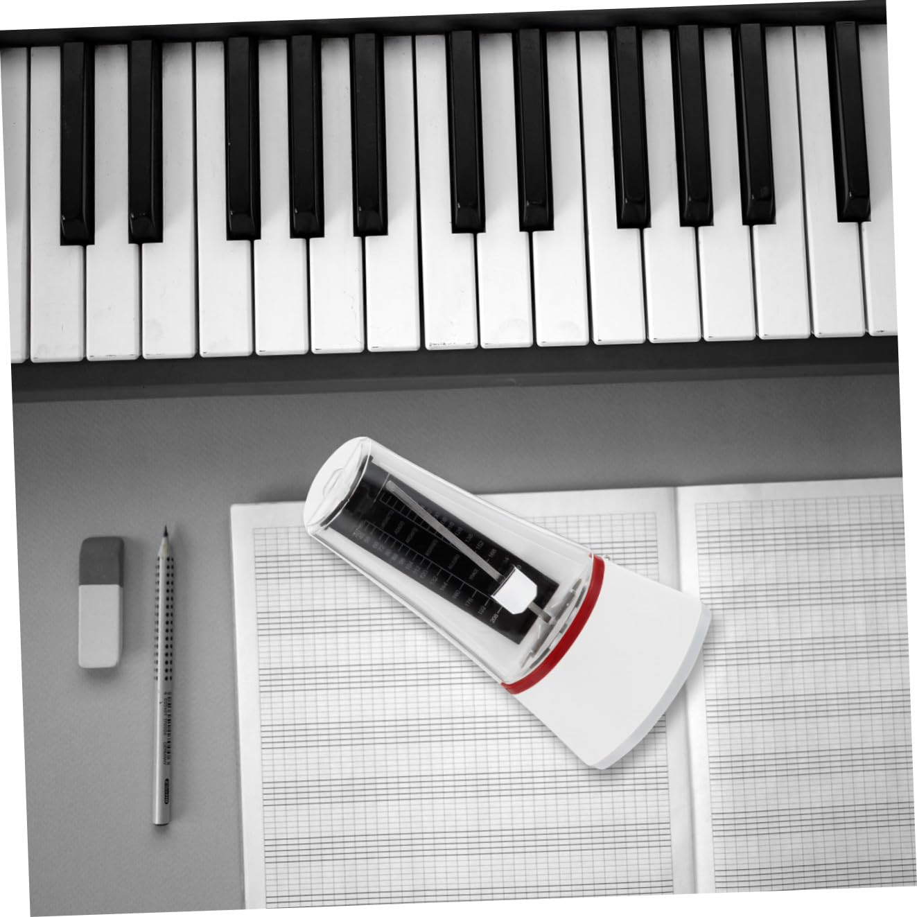 FRCOLOR Weißes Mechanisches Metronom aus ABS und Metall für Klavier und Erhu mit Präzisem Takt und Breitem Schlagbereich für Anfänger und Musikübungen