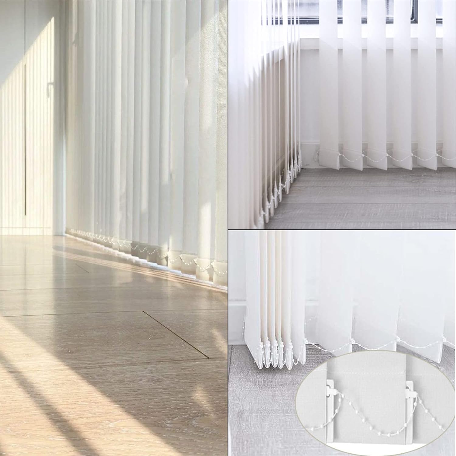 Vertical Blind Bottom Weights Accessories Repair Kit with 10M Chain and Connector Plastic DIY Replacement/Vertical Blind Accessories and Top Hangers (3.5" (89mm)) (Pack of 2)