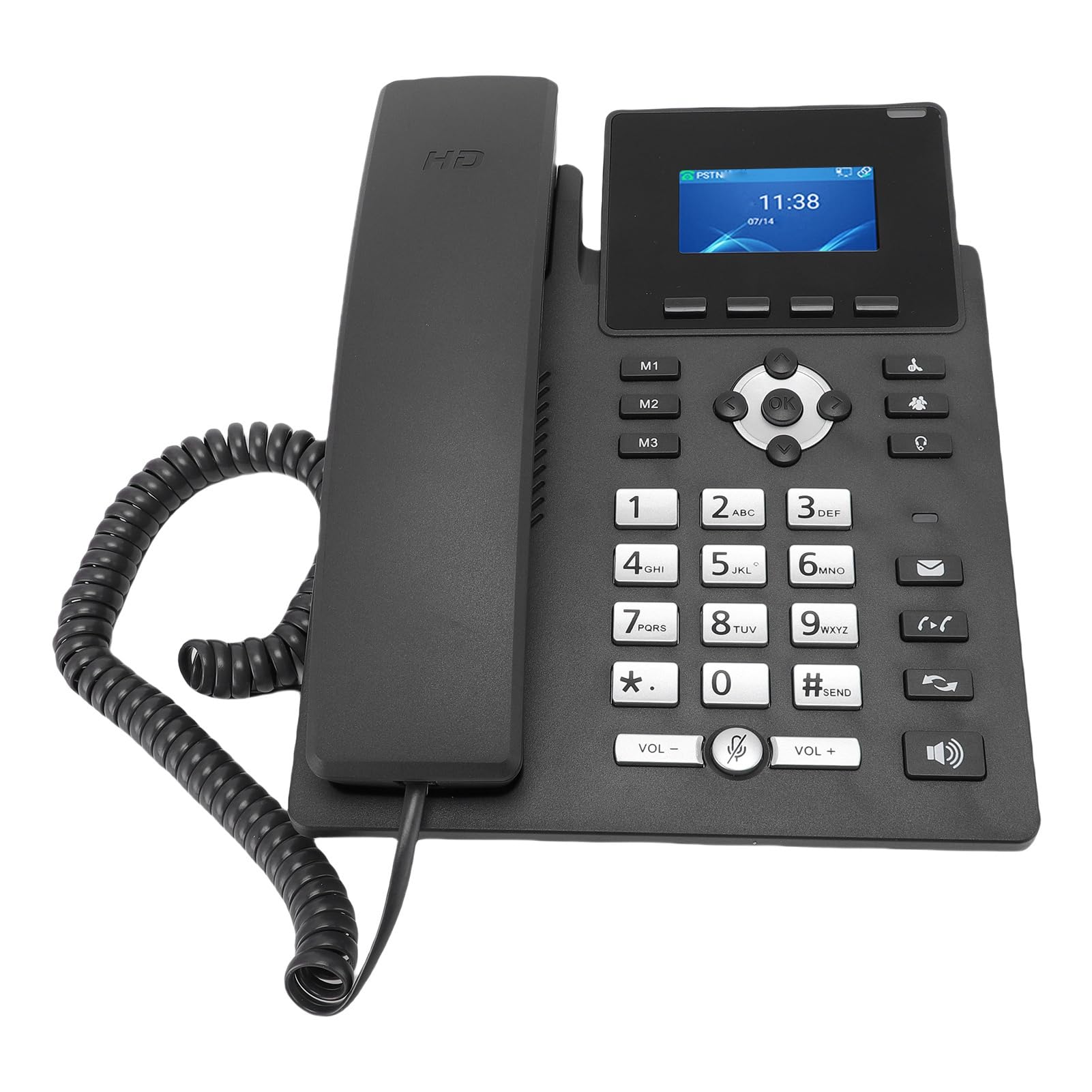Generic Telefono IP per Aziende con Display da 24 Pollici, Telefono da Scrivania VoIP a Doppia per Uffici, Dispositivo di Telecomunicazione Compatibile con Cuffie con Cancellazione del Rumore, PoE e