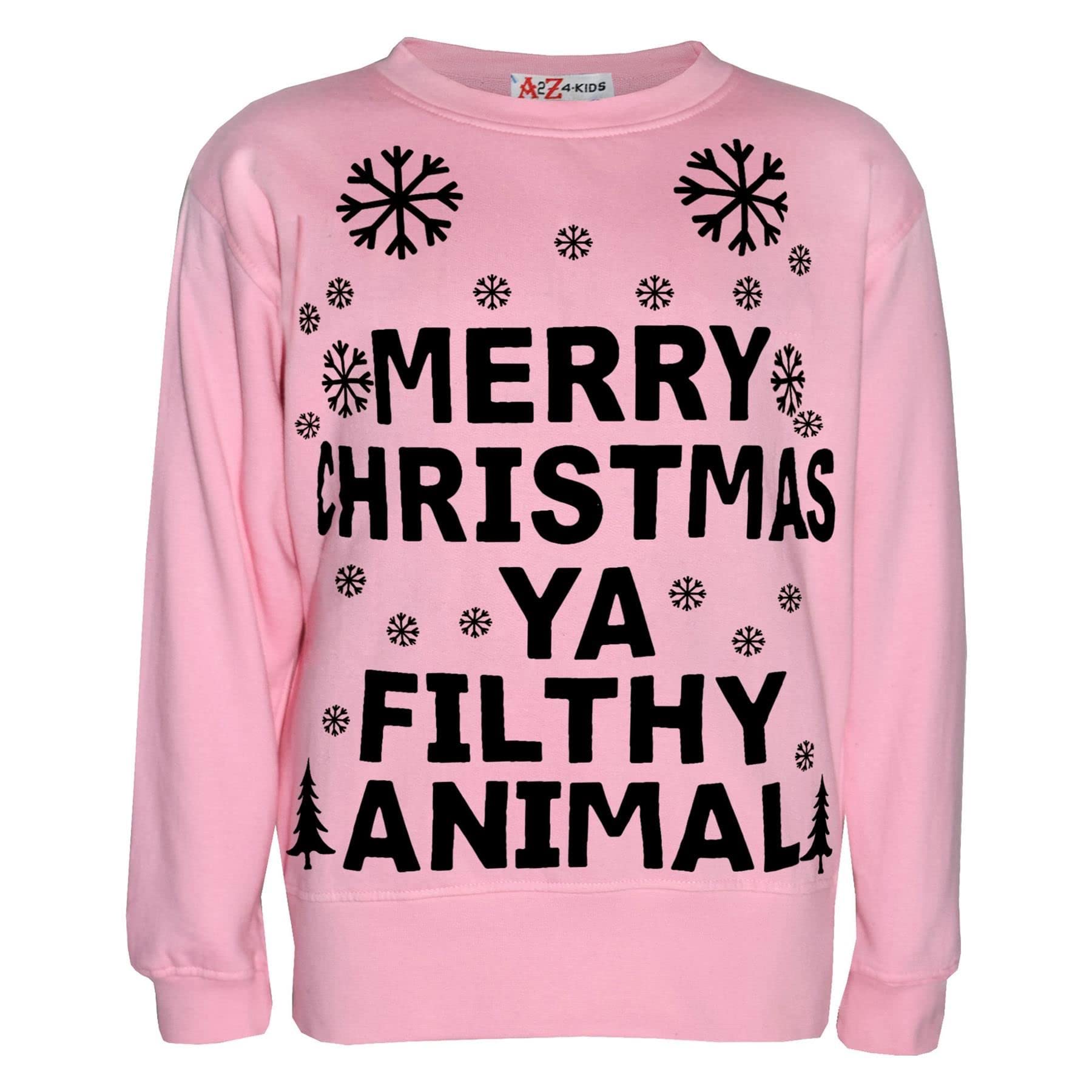 A2z Men's Baby Pink Wo Merry Christmas Ya Filthy Jumper Comfortable - Ya Filthy Jumper Adult Xxl