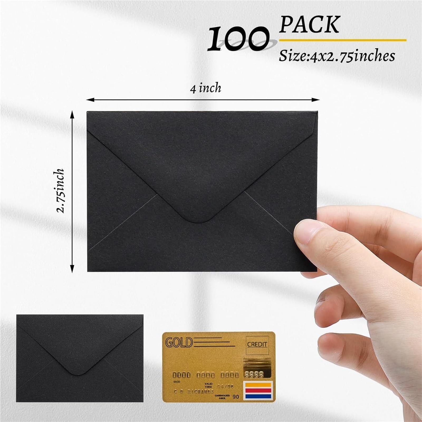 Lot de 500 enveloppes en papier pour cartes postales et messages (noir)