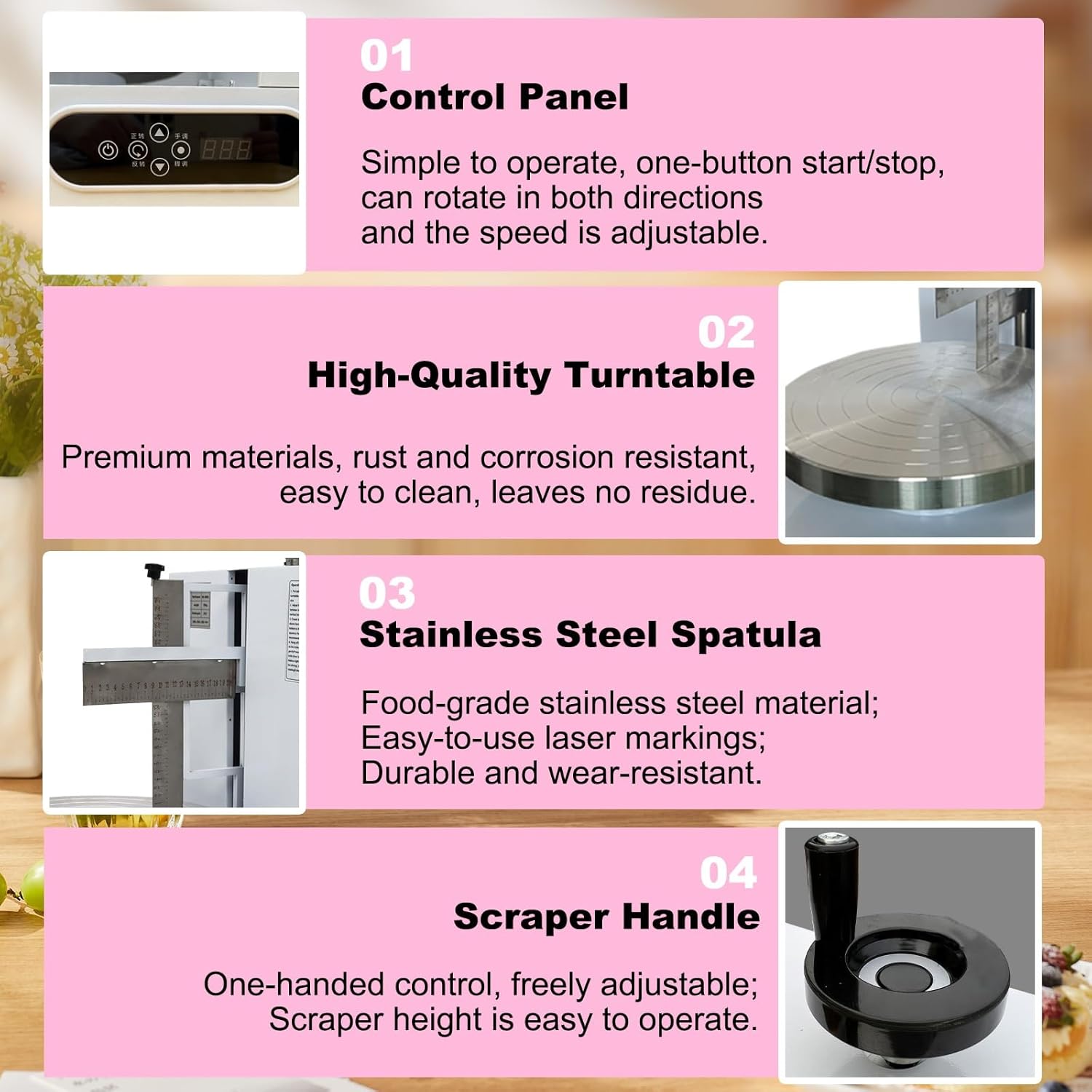 Automatic Cake Decorating Machine and Cake Frosting Machine, Professional Cake Decorating Tool, Vertical Scraper, Aluminum Turntable, 4–12 Inch Cakes(White)
