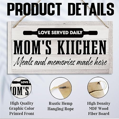Miniatura 3 de Decoración de cocina de campo, cocina de mamá, arte de pared retro de 11.8 x 5.9 pulgadas, arte de pared rústico de granja, regalos de inauguración