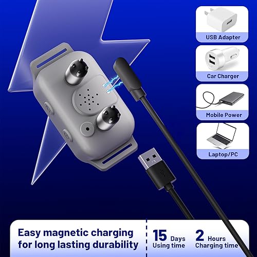 Miniatura 7 de Collar antiladridos para perros pequeños, medianos y grandes (8-120 libras) Collar de entrenamiento antiladridos recargable inteligente con 7