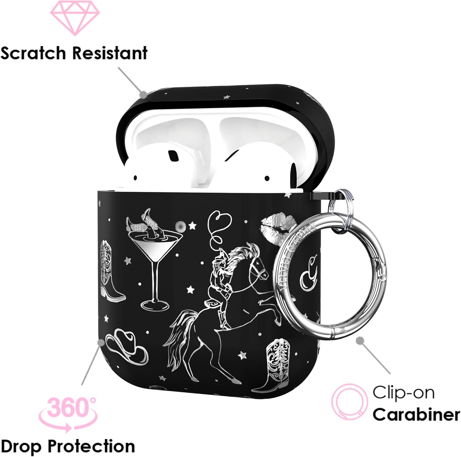 Velvet Caviar Compatible with AirPods Case 2nd and 1st Generation - Cute Protective Hard Cover for Women - Western Disco Cowgirl image 5