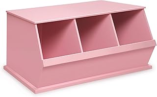 Badger Basket Three Bin Stackable Toy Storage Cubby Organizer - Pink
