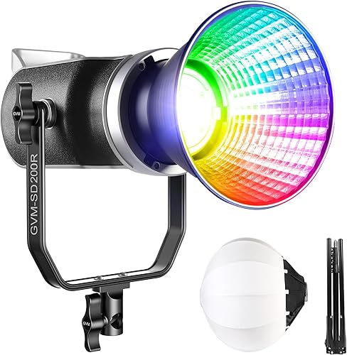 GVM - Kit de luz de video RGB de 200 W, luz de estudio LED bicolor con caja de luz de linterna de 26 pulgadas, iluminación de fotografía para