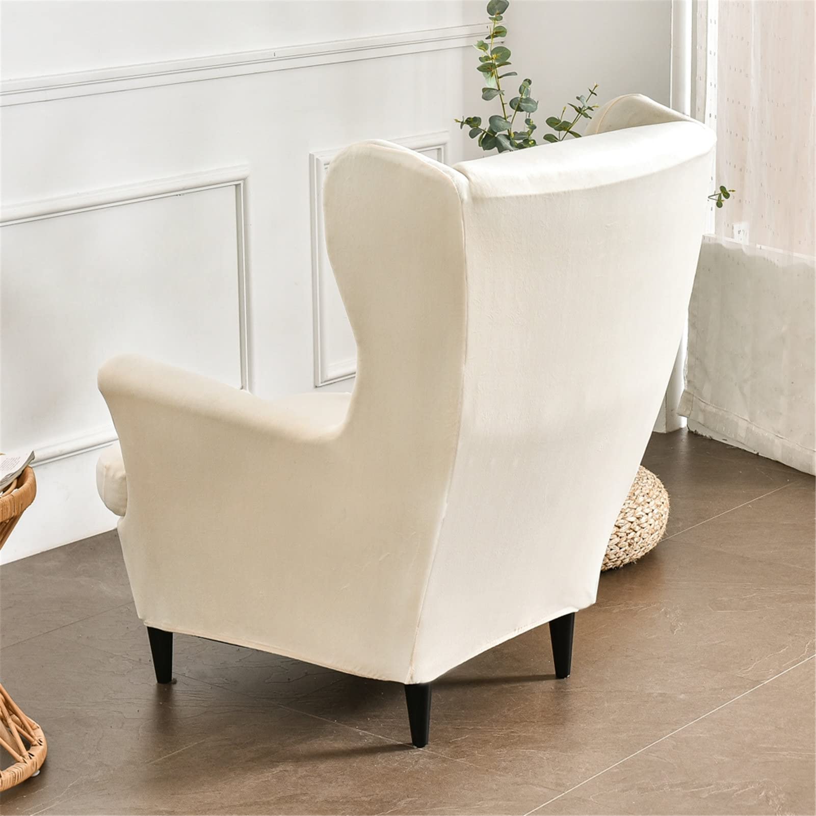 Coprisedia elasticizzato Wingback per sedie da pranzo, orlo