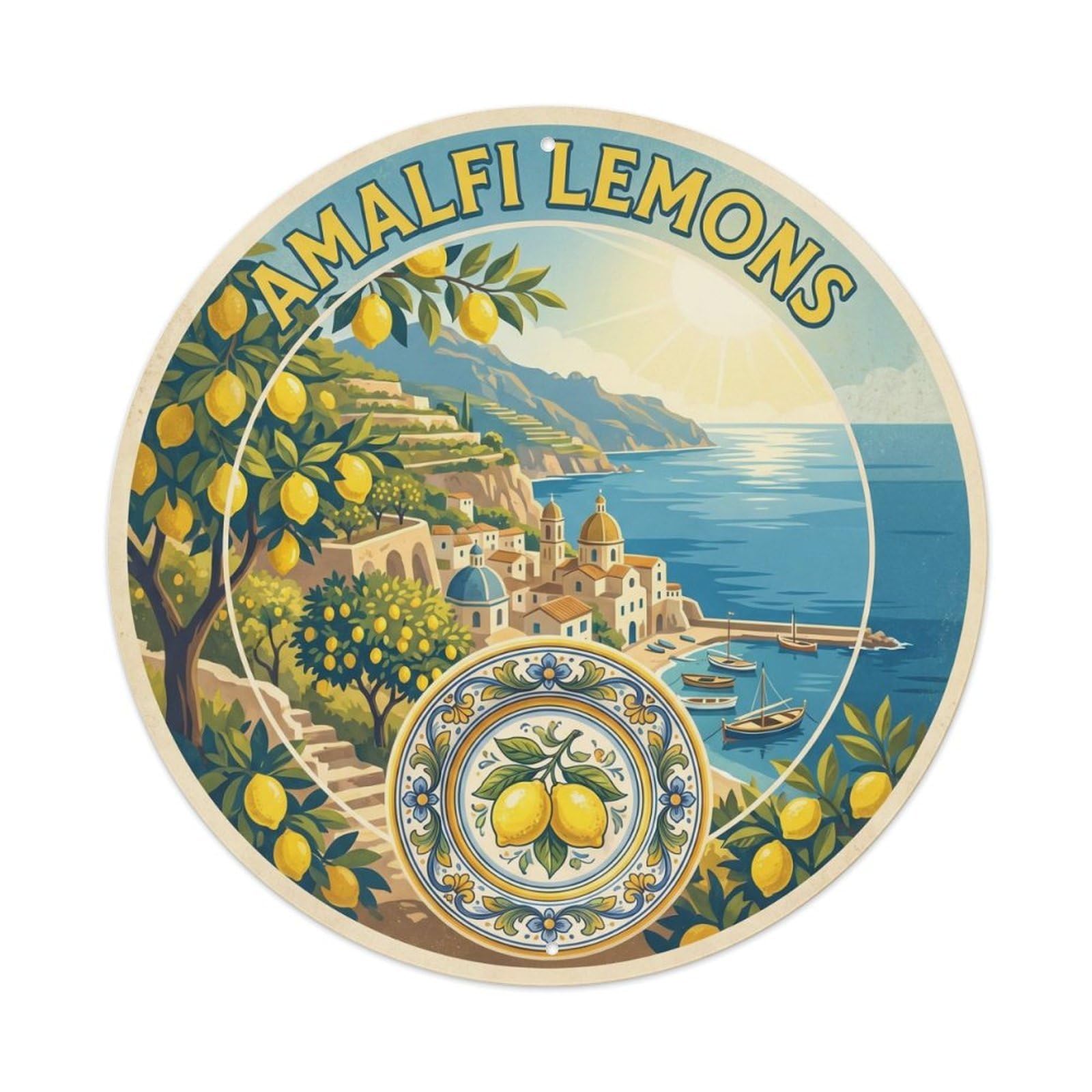 Retro Amalfi Italy Lemon Grove Food Culture Travel Metal Tin Sign