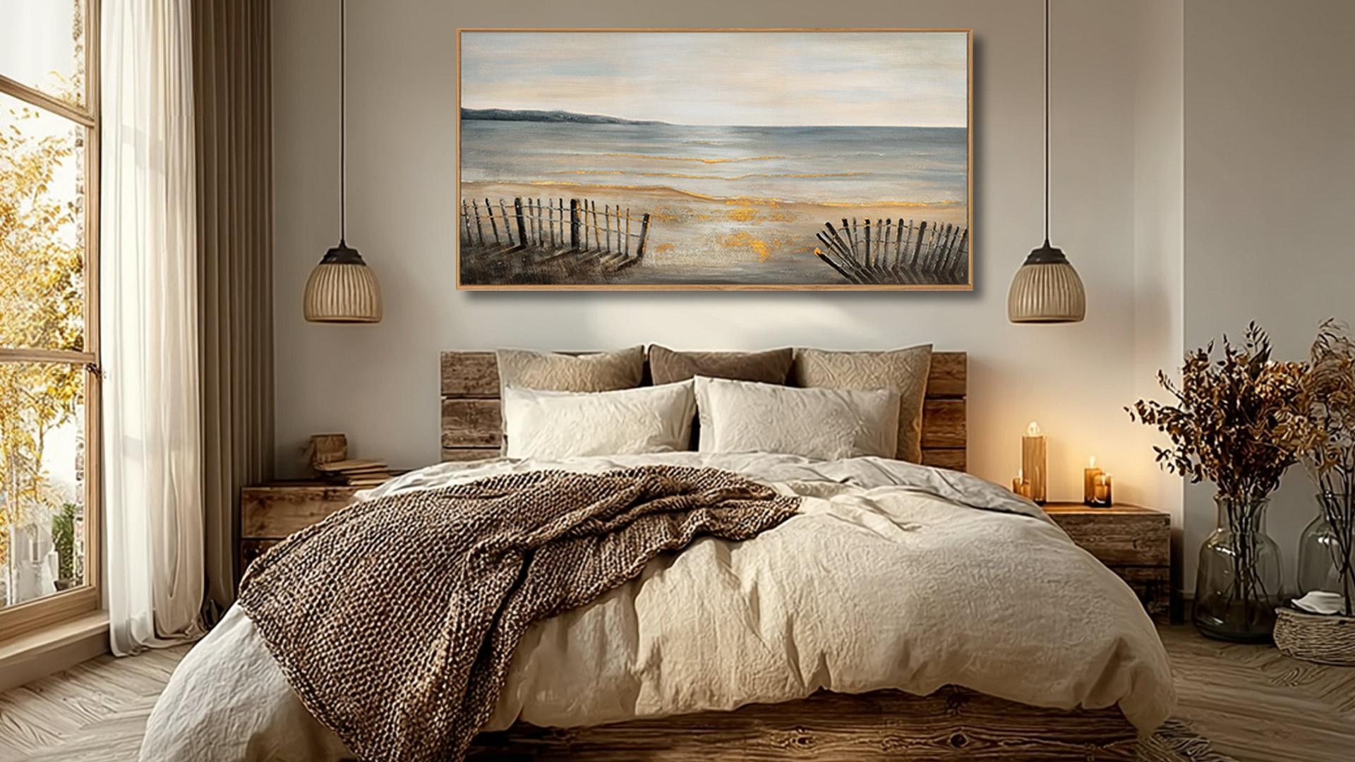 Amazon.com: Yuaxker Large Ocean Wall Art Grey and Gold Wall Decor