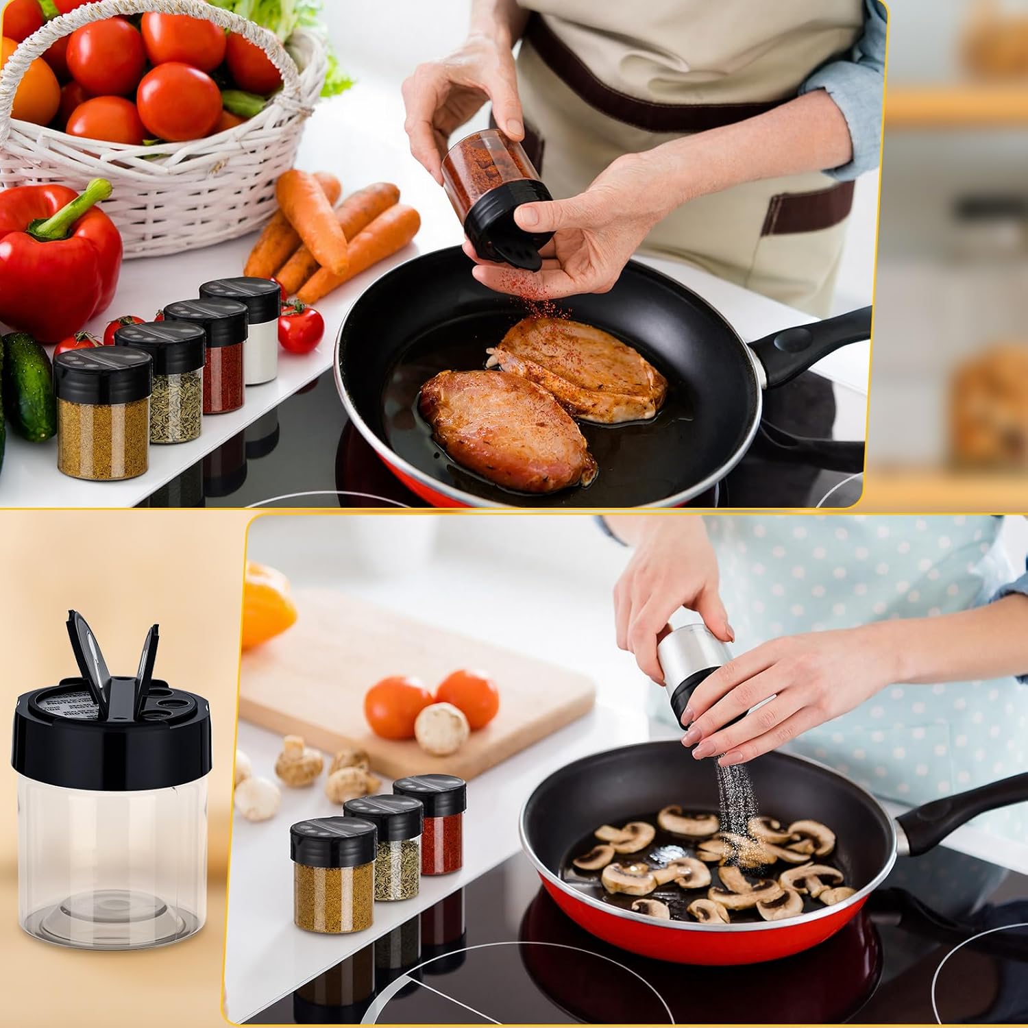 100 Pack 4 oz Spice Jars Plastic Clear Empty Bottles with Shaker Lids Bulk Reusable Seasoning Containers for Herbs Spices Powders Glitter