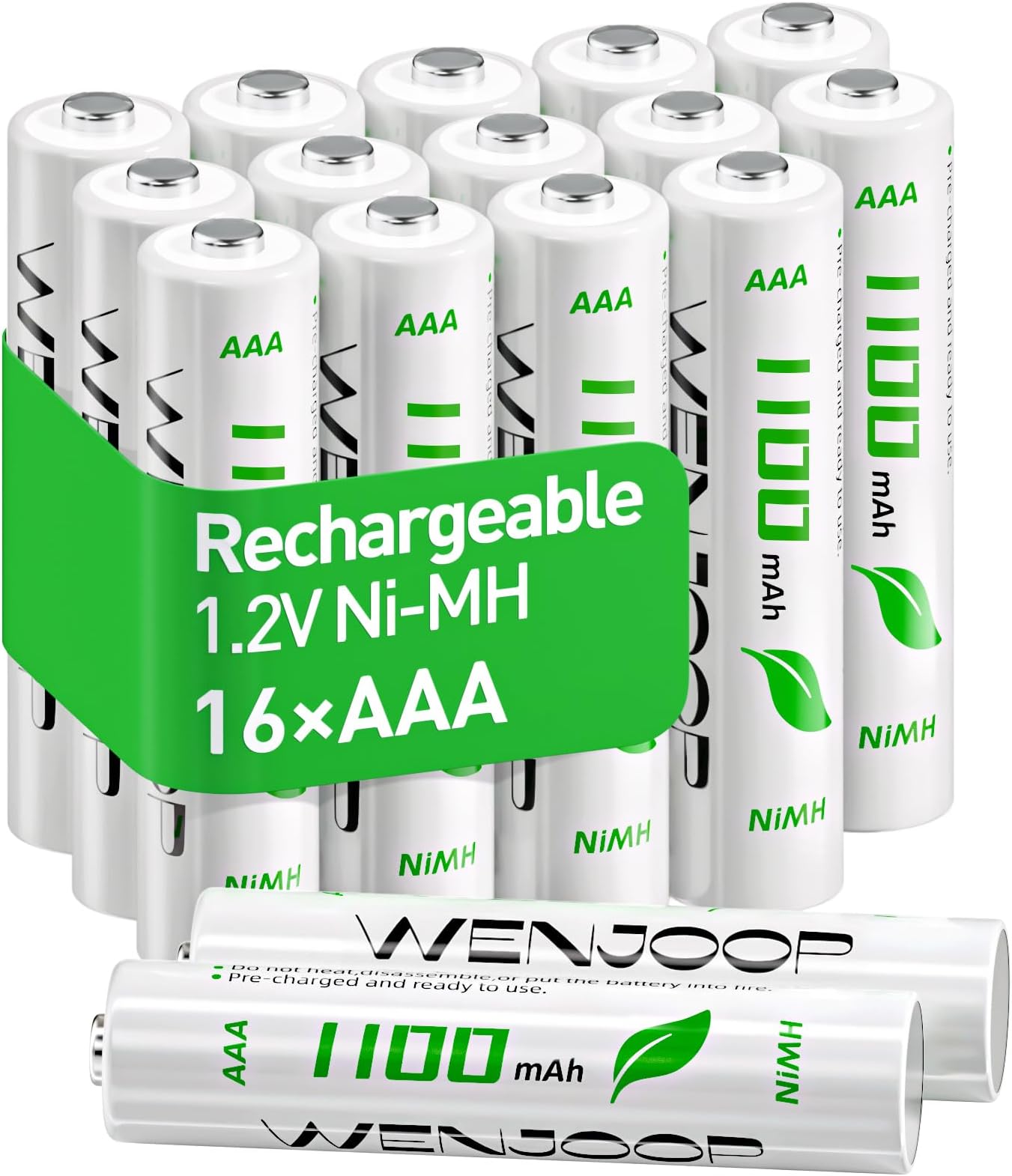 Rechargeable AAA Batteries 16 Pack, 1100 mAh High Capacity NiMH AAA Rechargeable Batteries, Long-Lasting 1.2V Low Self Discharge High-Performance Triple AAA Batteries