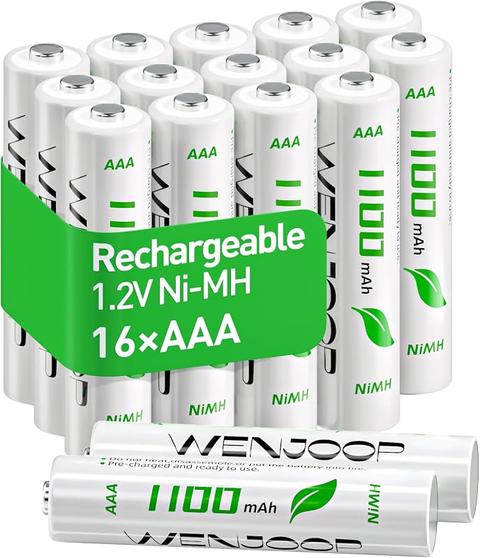 Rechargeable AAA Batteries 16 Pack, 1100 mAh High Capacity NiMH AAA Rechargeable Batteries, Long-Lasting 1.2V Low Self Discharge High-Performance Triple AAA Batteries