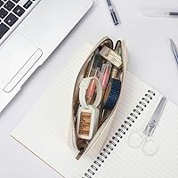 Vista 8 de Caja de lápices de lona de algodón y bolsa de lápices multifuncional simple con cremallera Almacenamiento portátil (negro)