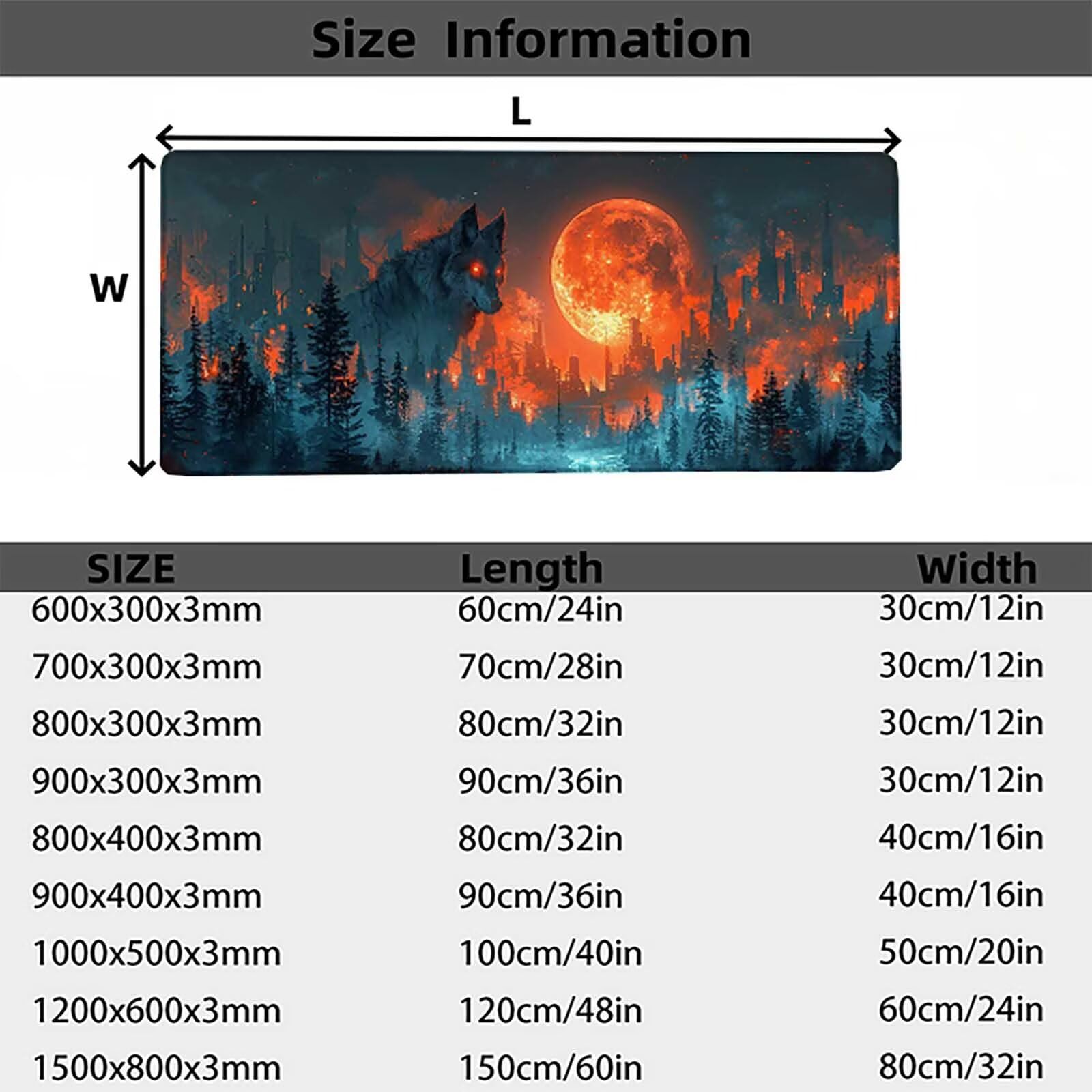 Podkładka pod mysz XXL 1500 x 800 mm, gamingowa podkładka pod mysz, las, podkładka na biurko z przyszytymi krawędziami, antypoślizgowa, gumowa podstawa, wodoodporna, akcesoria gamingowe do domowego