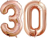 Vista 142 de GOER Globos con el número 80 para decoraciones de fiesta de cumpleaños número 80, globos de helio de aluminio jumbo de 42 pulgadas para 80 Oro rosa