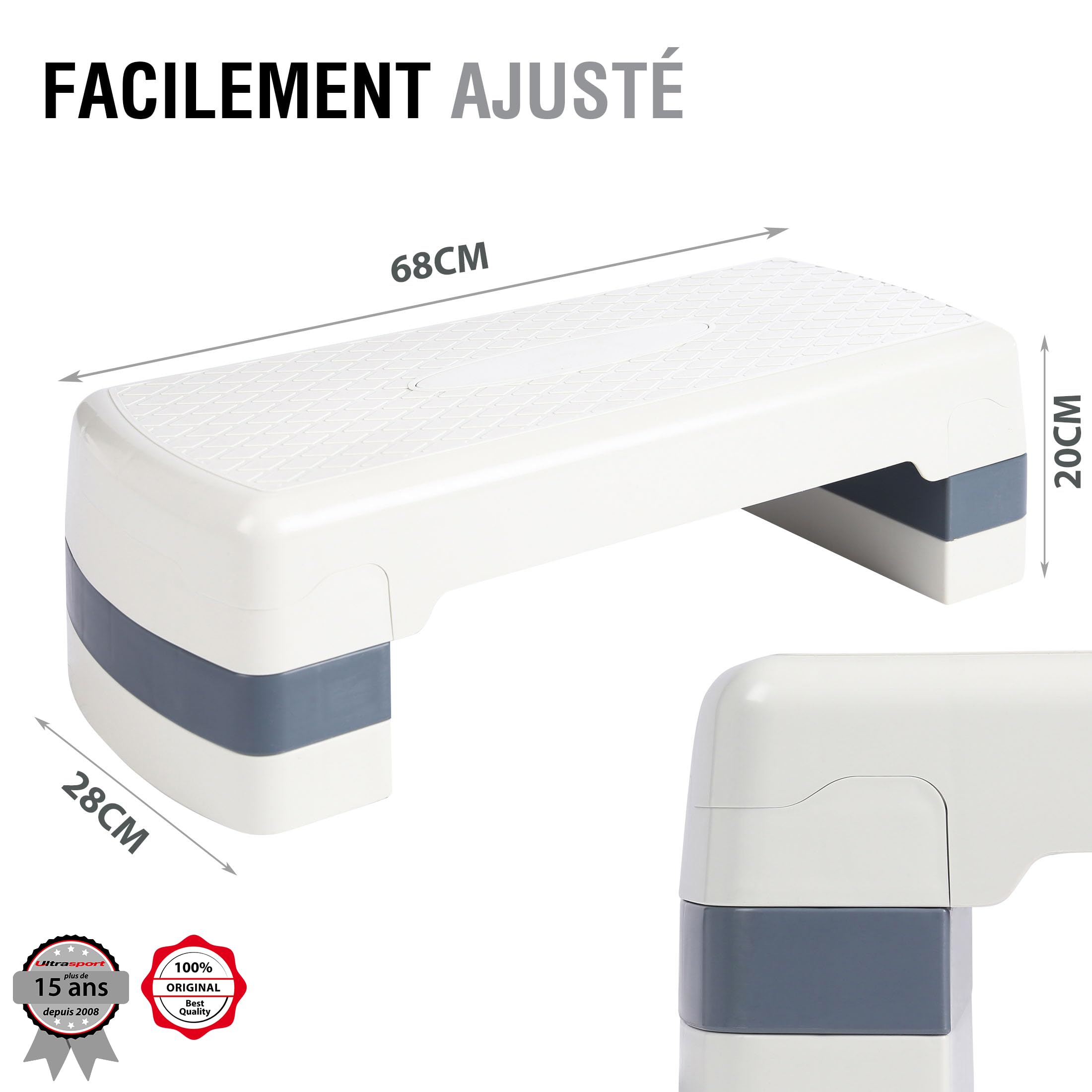 Ultrasport Planche aérobic, Diverses Couleurs, Planche Marche, Equipement Exercice, Planche Exercice, Equipement Fitness Multifonctionnel, Planche Fitness, Hauteur réglable, Home-Stepper, Stepbench