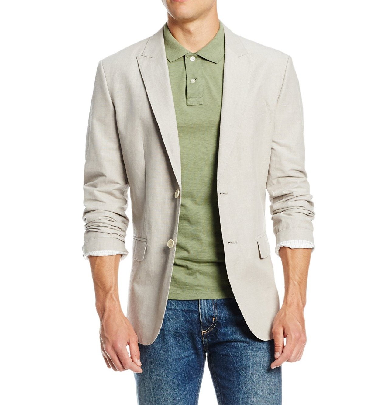 Calvin Klein Men's Ramie Cotton Stripe Half Lined Jacket
