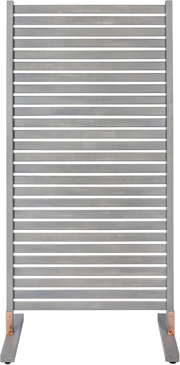 JONATHAN Y Solana 36" W x 74" H Coastal Transitional Acacia Wood Slat Indoor/Outdoor Single Panel Room Divider, Gray Wash (DVR2000B)