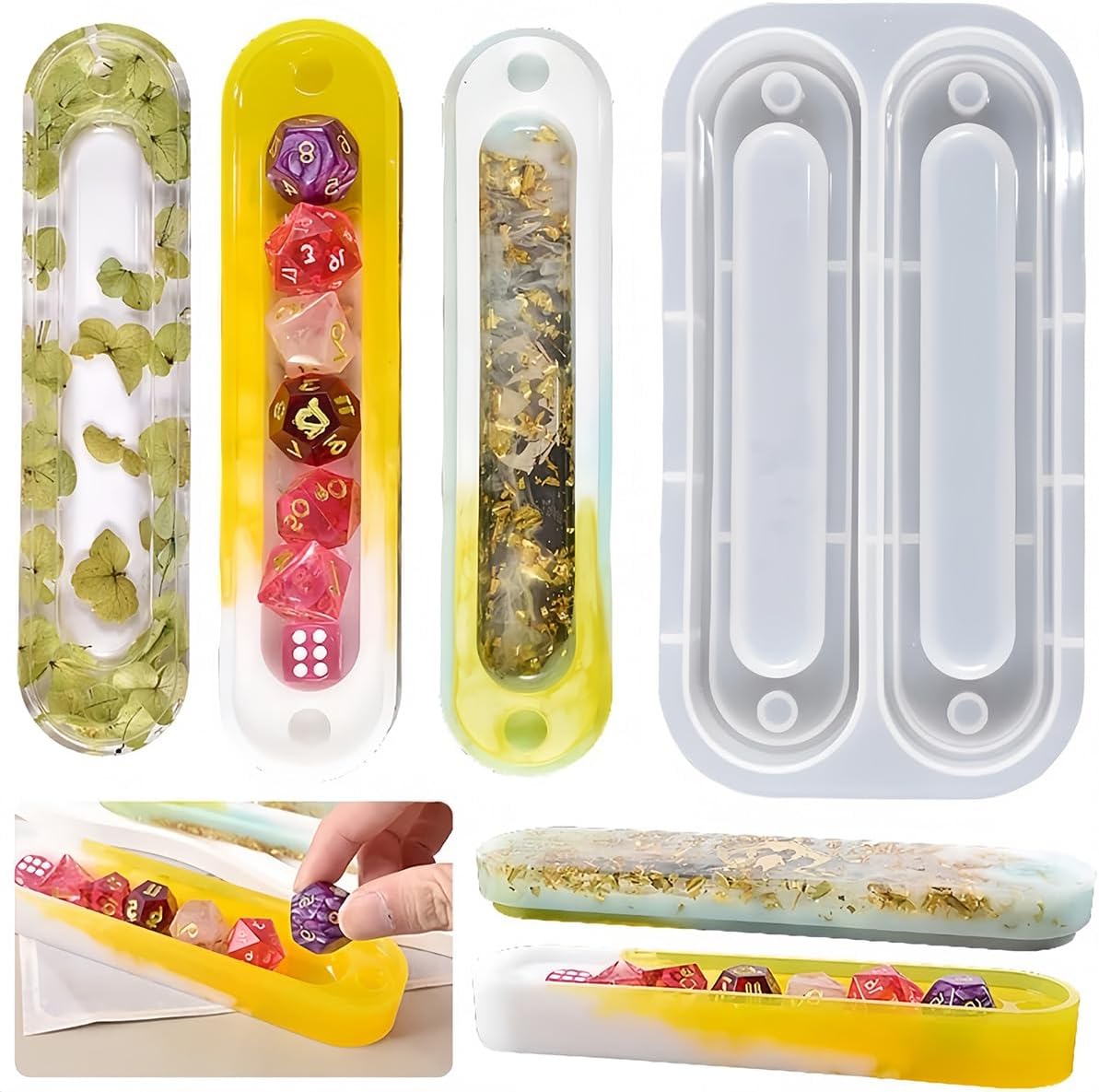 2 PCS Dice Storage Box Resin Mold Resin Molds Silicone Dice Box Molds with Lid Resin Casting Dice Box Resin Casting Molds Dice Storage Box Epoxy Silicone Dice Box for DIY Dices Storage Case Making