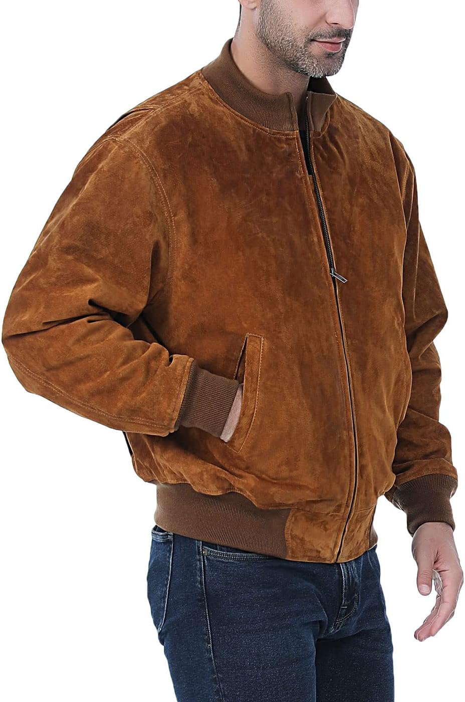 Landing Leathers Men WWII Suede Leather Tanker Jacket (Also available in Big & Tall)