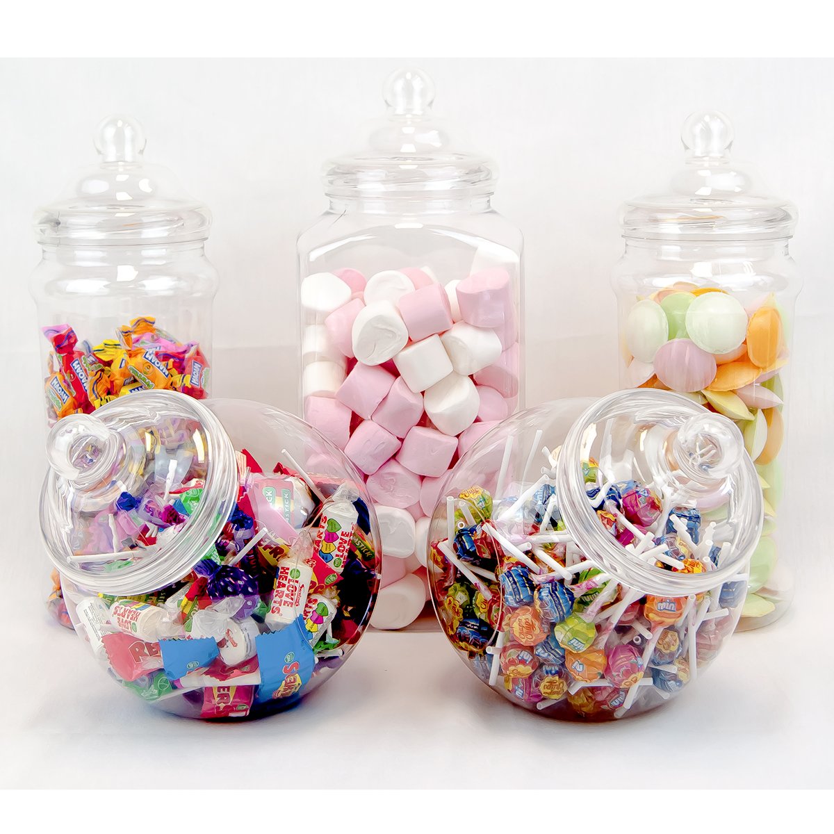 Purple Square 5 Jar Jumbo Retro Pick & Mix Victorian Sweet Shop Candy Buffet Kit Party Pack