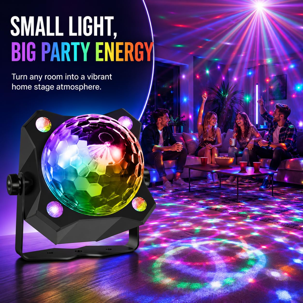 Discokugel Licht & Party Lichter & DJ Disco Lichter - Sound Activated LED Strobe Licht mit Fernbedienung für Weihnachten/Halloween/Geburtstag/Hochzeit/Zuhause/Club/Karaoke