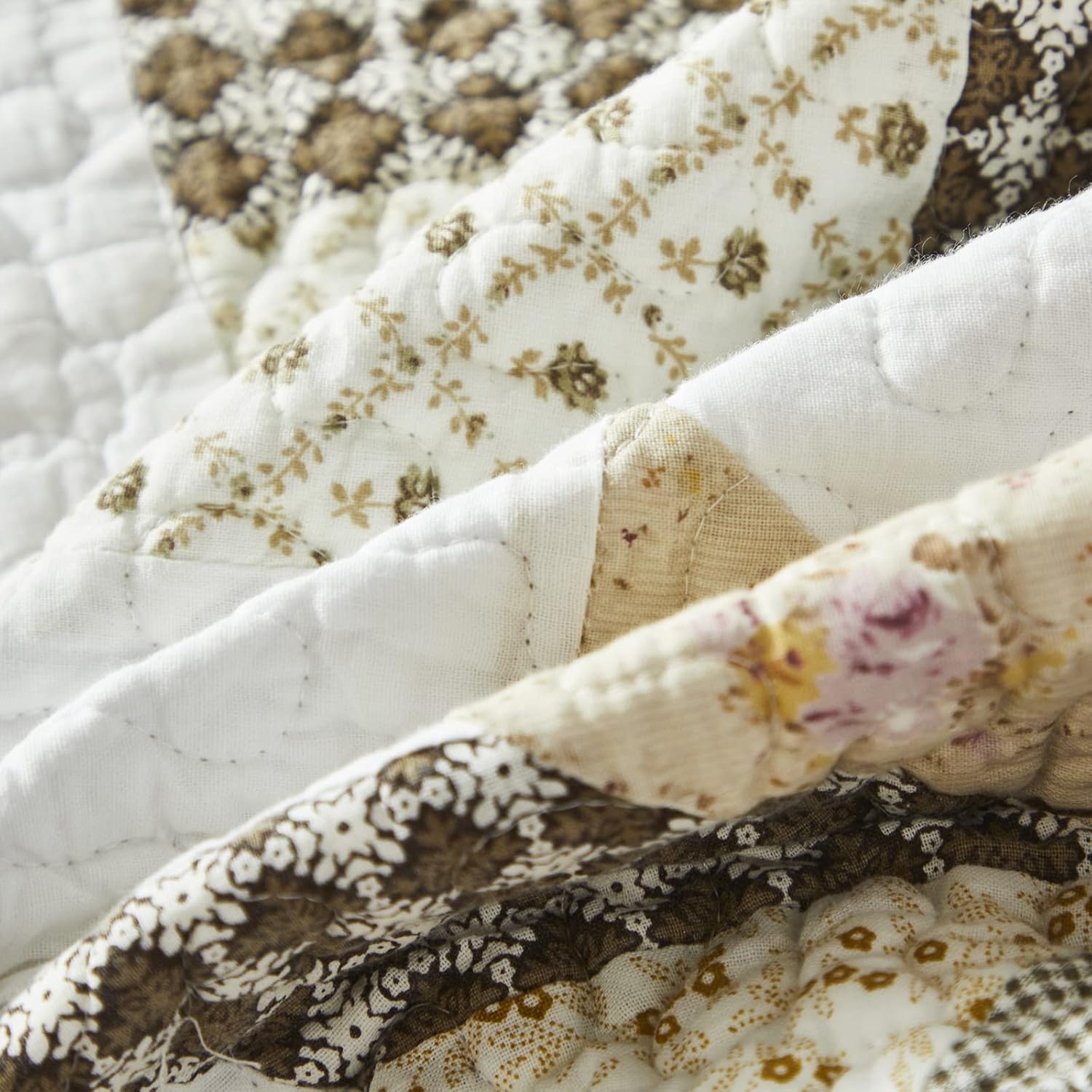 Brandream King Size Luxury Patchwork Quilts Cotton Farmhouse Quilted Comforter Set Vintage Quilt Bedding Set