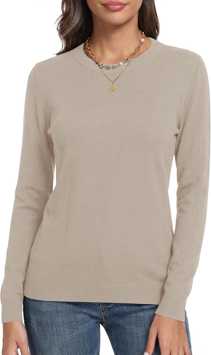 LaGracia Womens Wool Blend Crew Neck Long Sleeve Lightweight Fall Sweater 2026 image 2