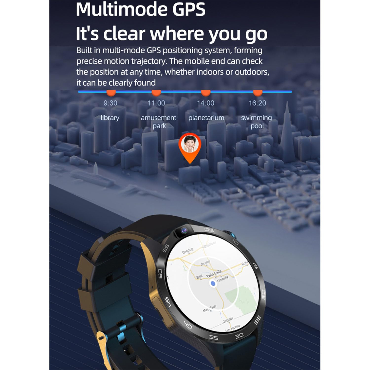 Orologio con Schermo Rotondo da 1,85 Pollici, Orologio 4G con Schermo Grande E Doppia Fotocamera HD, Supporta Videochiamate, Posizionamento GPS per Android 9.0, Scarica Varie App