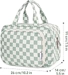 Narwey Checkered Sac de toilette de voyage pour les femmes, grand maquillage Cosmétiques Sac Organisateur pour la taille de voyage Articles de toilette Douche Essentiels Accessoires (Mint Green Checkerboard)