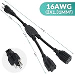 Elecan - 3 Prong Y Splitter Power Extension Cord, Straight Plug 1 to 2 Way Space Saving, Weather Resistant, SJTW, 16AWG 13A, 5-15P Indoor Extender Cord