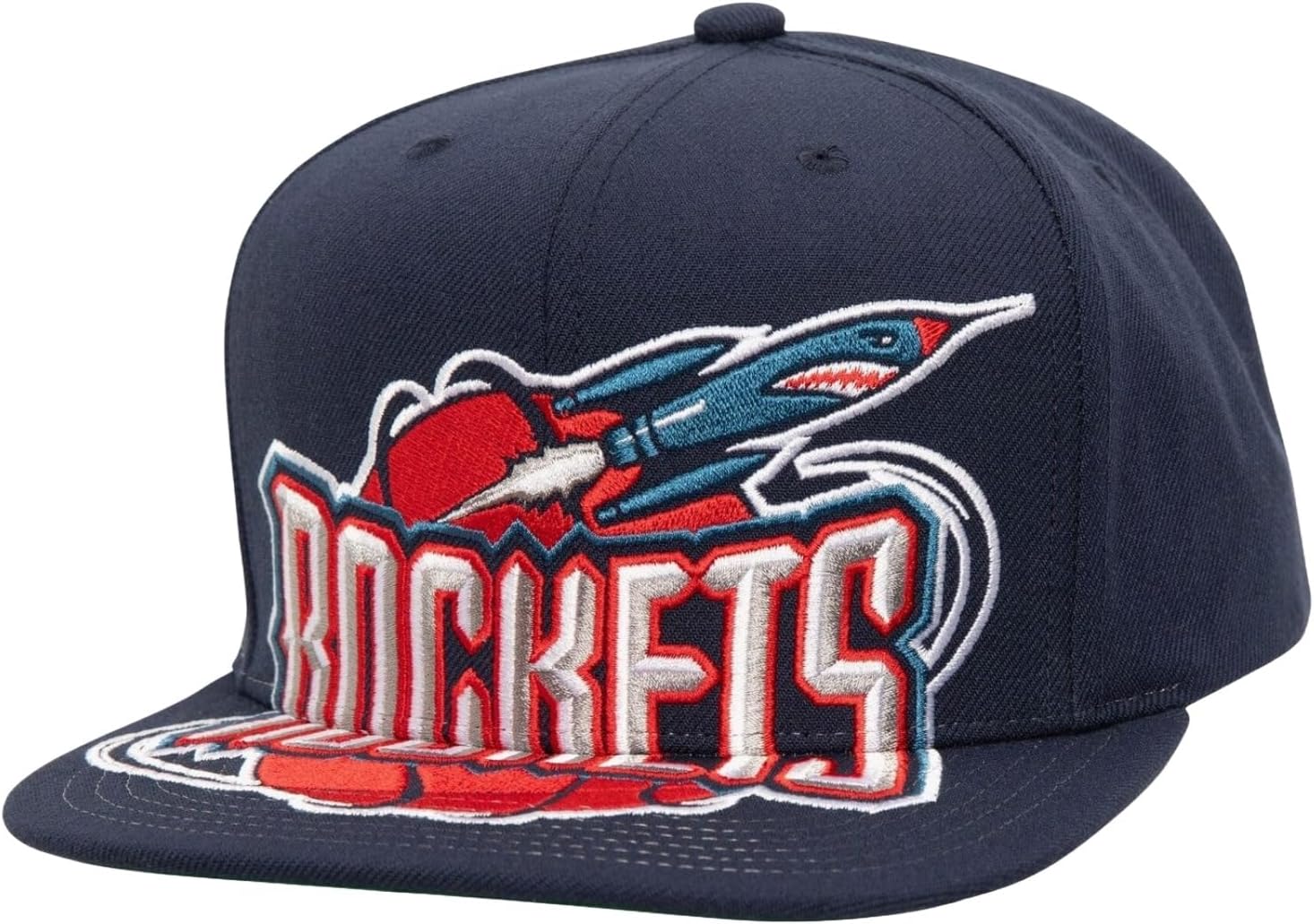Mitchell & Ness Houston Rockets Hardwood Classics XL Logo Snapback Hat Cap, Navy