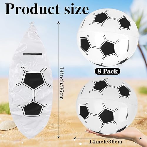 Miniatura 2 de FOIMAS 8 pelotas de fútbol de playa, pelotas de fútbol inflables de 15 pulgadas para verano, piscina, playa, fiesta, actividades al aire libre