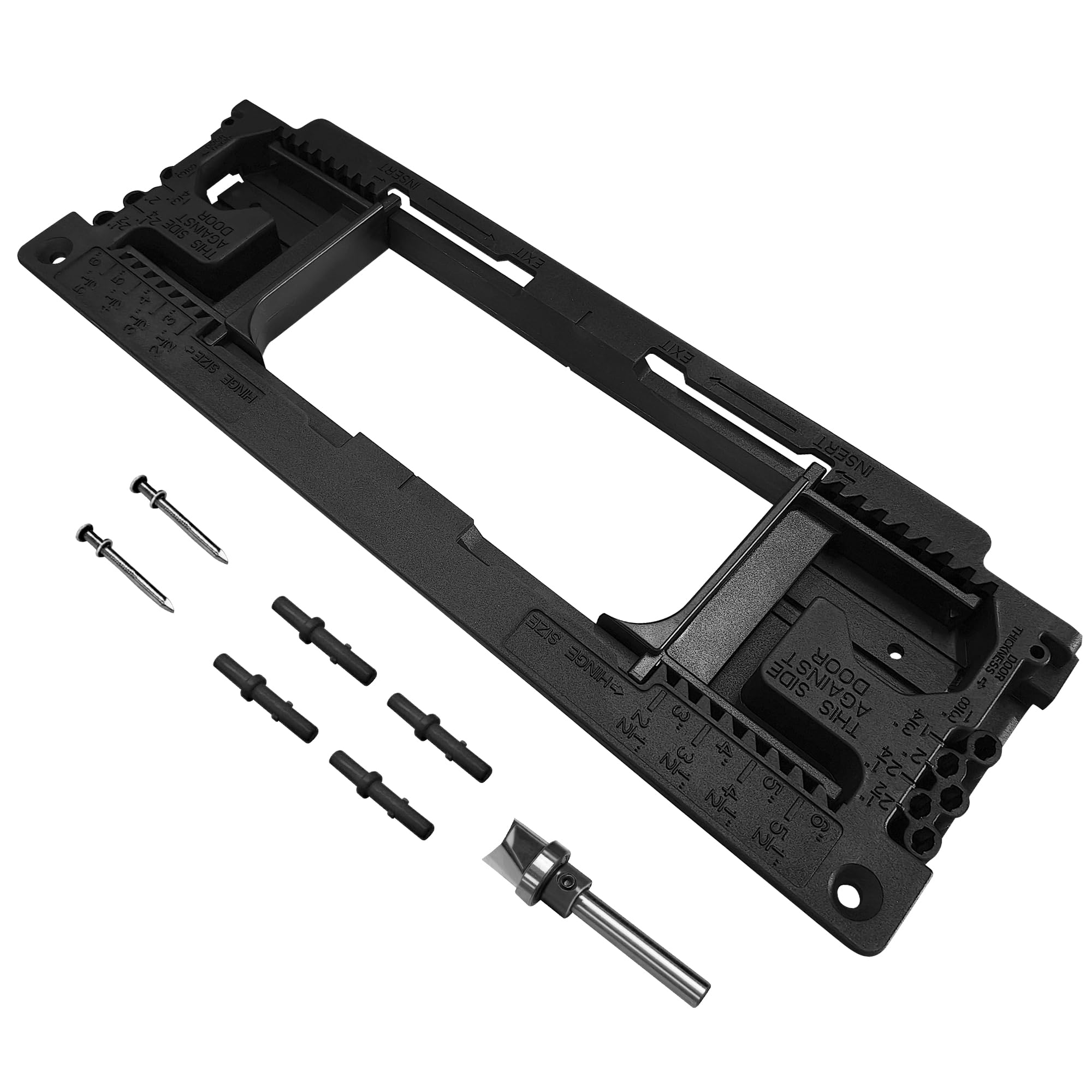 Door Jamb Hinge Jig Compatible with 8 Sizes from 2-1/2" to 6" and 5 Door Thickness from 1-3/8" to 2-1/2", Precise Efficient Hinge Installation (Black)