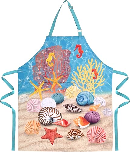 Miniatura 7 de MODGY Delantales con bolsillos, delantal ajustable de algodón para cocina, cocina, hornear, longitud completa Klimt Young Maidens