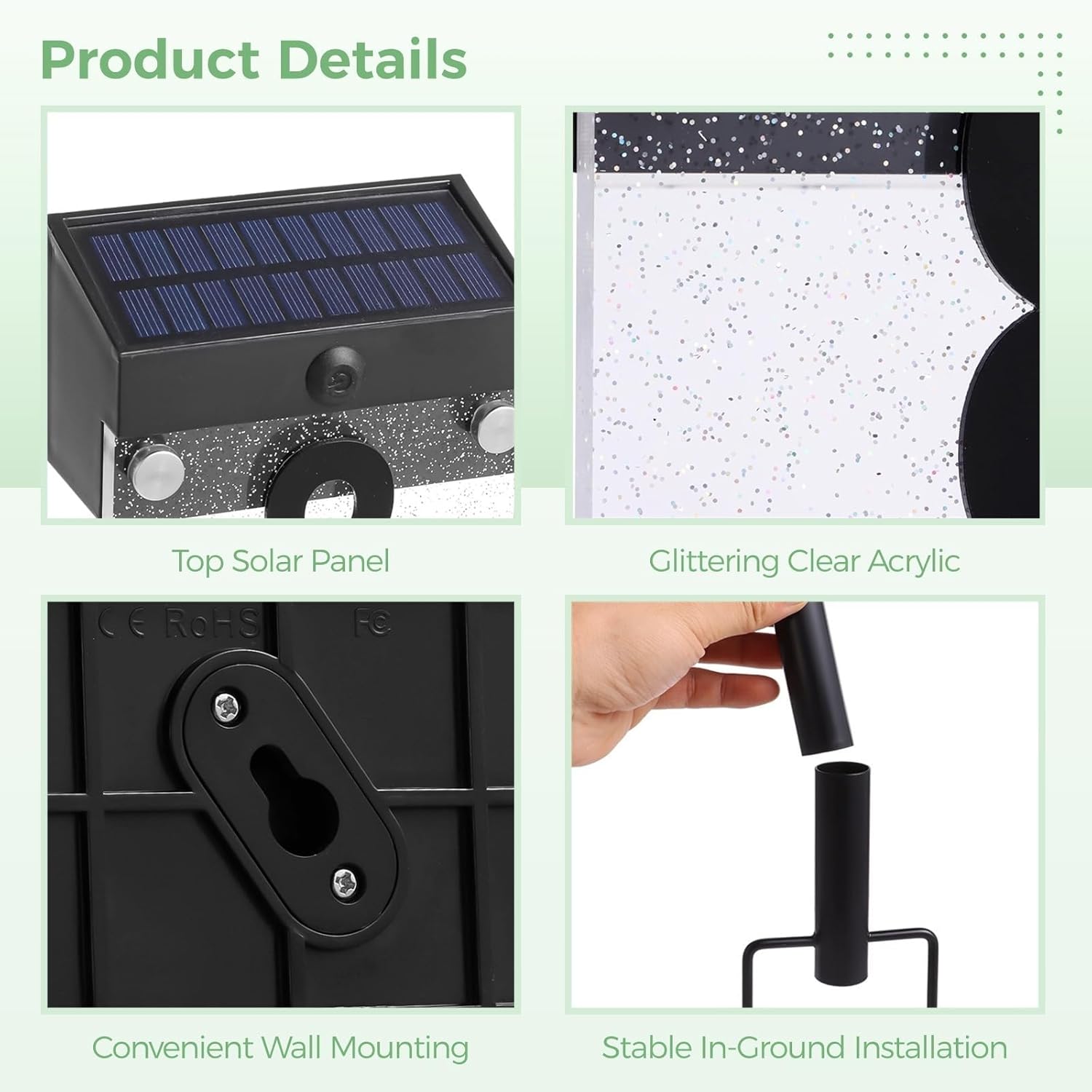 Solar-Powered Acrylic Address Light, Waterproof Led House Number Plaque, 9 Lighting Modes with Remote Control for Outdoor Yard and Garden Use,