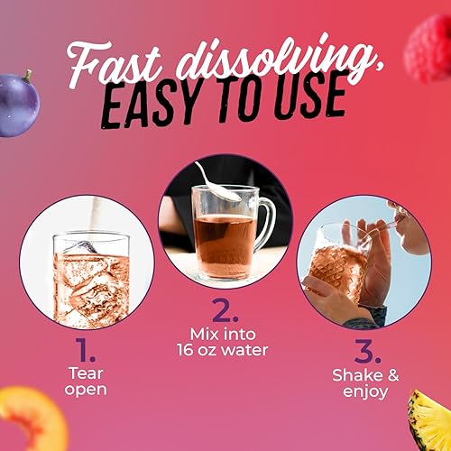 Miniatura 4 de JUNP Paquetes de electrolitos en polvo sin azúcar para agua, paquetes de hidratación instantánea con sal y potasio, cero calorías, sin