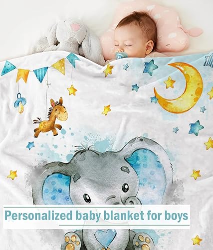 Miniatura 31 de Manta de bebé personalizada para niños, manta de bebé personalizada con nombre súper suave para niños, mantas de elefante personalizadas para bebés