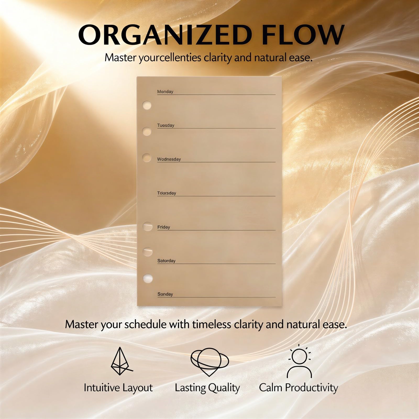 Lot de 3 recharges A6 pour agenda hebdomadaire, pages hebdomadaires vierges 3,7 x 6,7 pouces, papier kraft 120 g, perforation 6 trous, pour classeur à anneaux, budget et organisation du planning