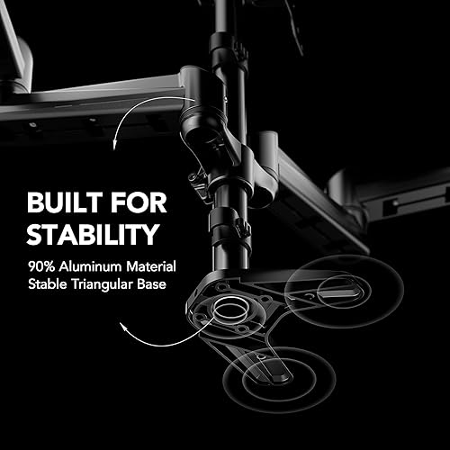 Vista 4 de HUANUO - Soporte triple para monitor para tres pantallas LCD planas/curvadas de 17 a 32 pulgadas, Negro