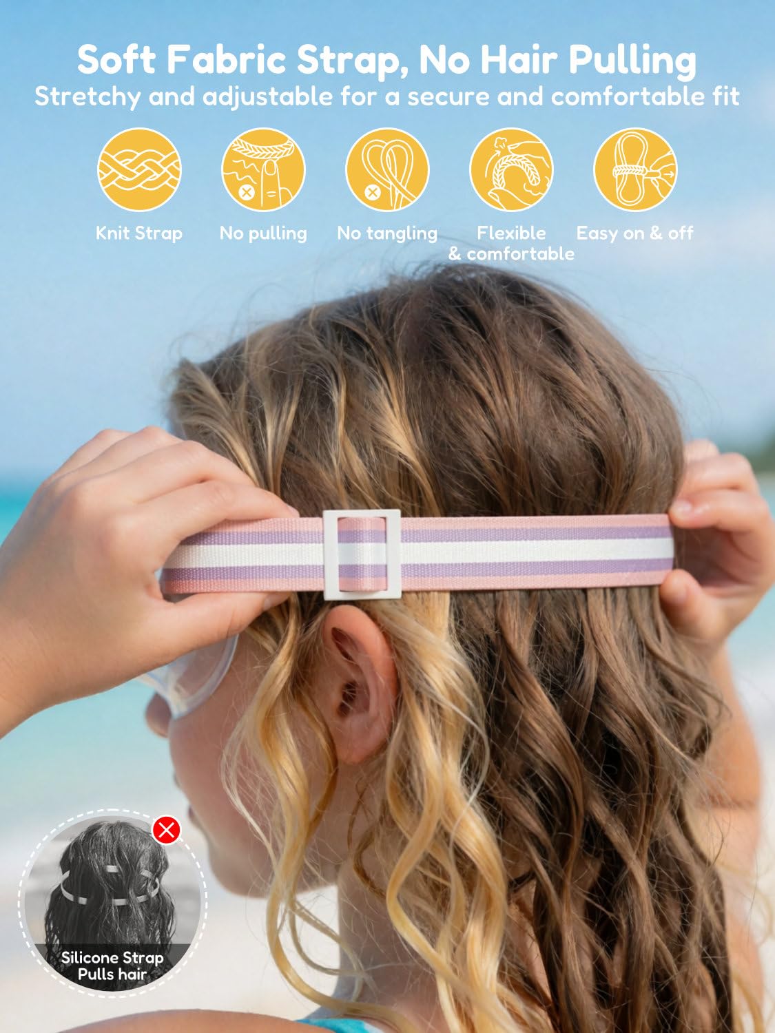 ACURE Gafas de natación para niños y niñas de 3 a 14 años, juego de máscara de esnórquel antivaho con cubierta para la nariz y correa de tela, máscara de buceo para niños en piscina para jóvenes