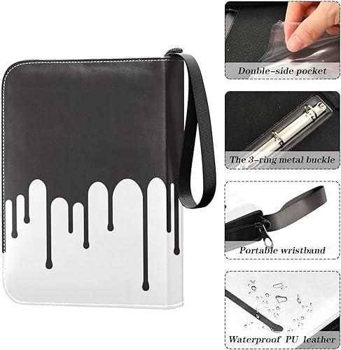 Miniatura 4 de 4 Pockets Trading Card Album Holder Book Folder Sports Card Binder Black White 400 Double Side Pockets for 3 Ring Binder Zipper